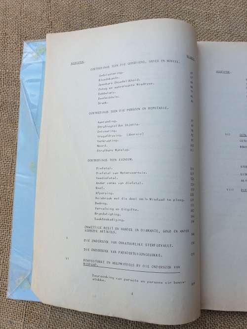 original SAP era dd 1978 Afrikaans manual titled Ondersoek van Misdaad (investgaton of crme) A4 sze