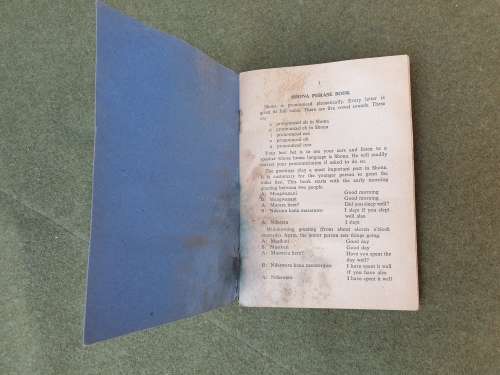 original Rhod era army issue small A6 size Shona Langauge soldier`s phrase book - some water damage