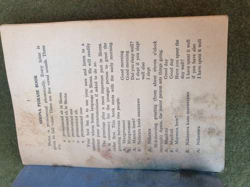 original Rhod era army issue small A6 size Shona Langauge soldier`s phrase book - some water damage