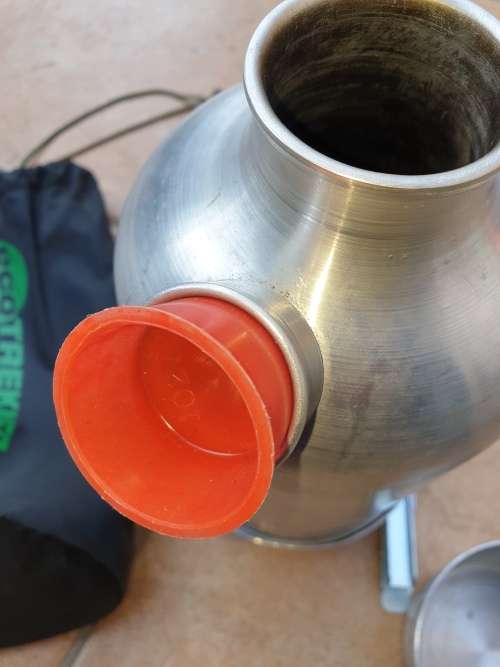 Camping 1lt alluminium Ghillie kettle with all parts & carry bag no damage (boils water FAST)