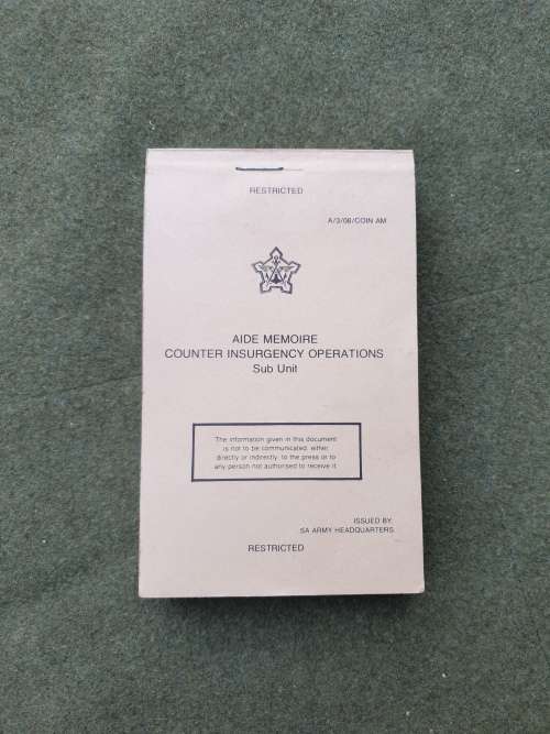 orginal SADF bushwar period/era COIN aide memoir A6 size pocket booklet in good clean condition