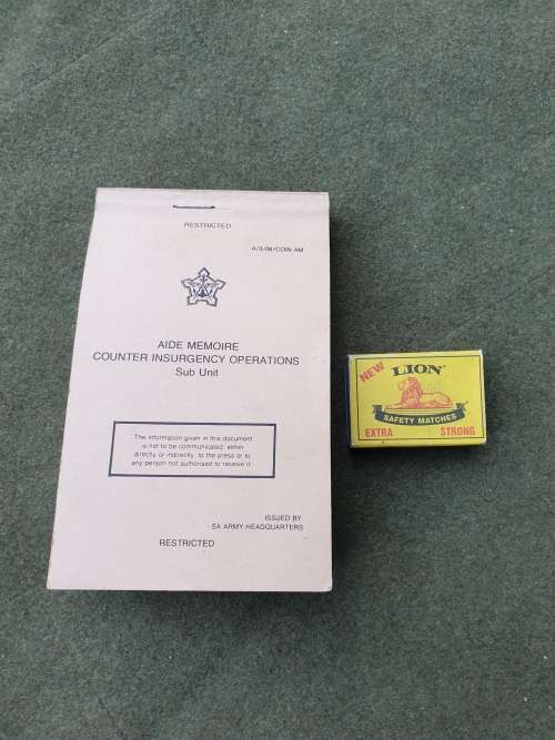 orginal SADF bushwar period/era COIN aide memoir A6 size pocket booklet in good clean condition
