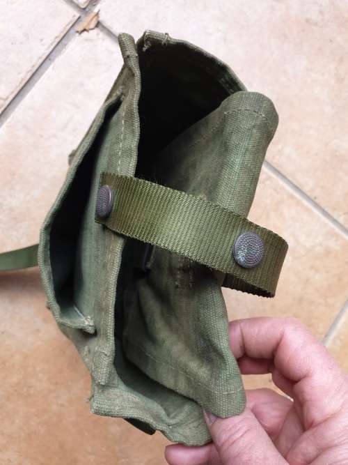original bushwar period/era Recce SA SF used green ripstop canvas pattern 80 radio bag/ pouch