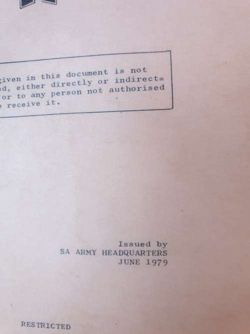 original bushwar era dated Jun 1979 SADF issue musketry training manual in good read/ used condition