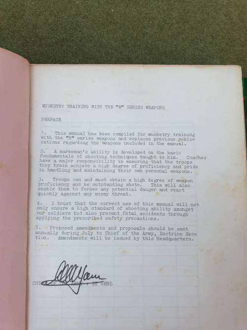 original bushwar era dated Jun 1979 SADF issue musketry training manual in good read/ used condition