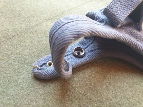 variation used condition original SAP era issue blue cotton canvas side-arm holster with thumb-break