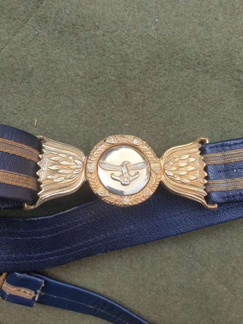 used scarce SADF era original SAAF officers parade ceremonial belt with both dagger hangers intact