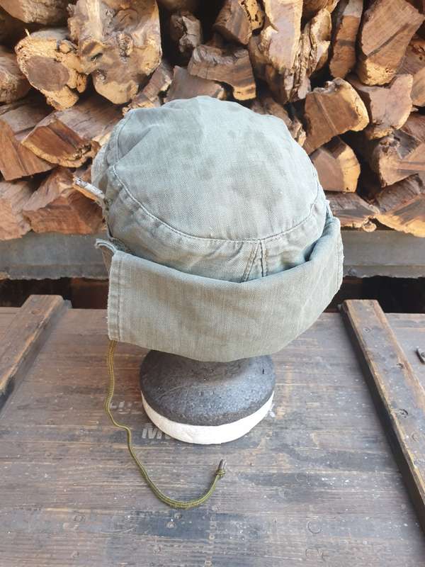 well used SADF era original Recce (SA SF) issue HBT `training greens` flap-cap see pics for conditio