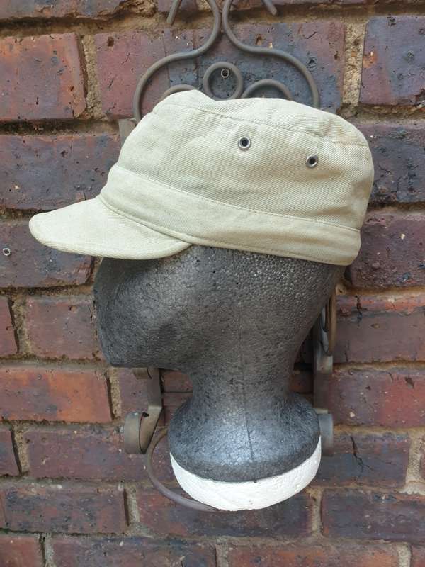 rarely seen original Cuban issue olive green fatigue cap Angola bushwar piece no damage BUT faded