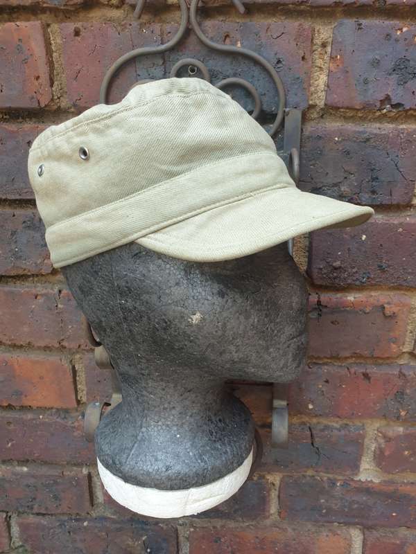 rarely seen original Cuban issue olive green fatigue cap Angola bushwar piece no damage BUT faded