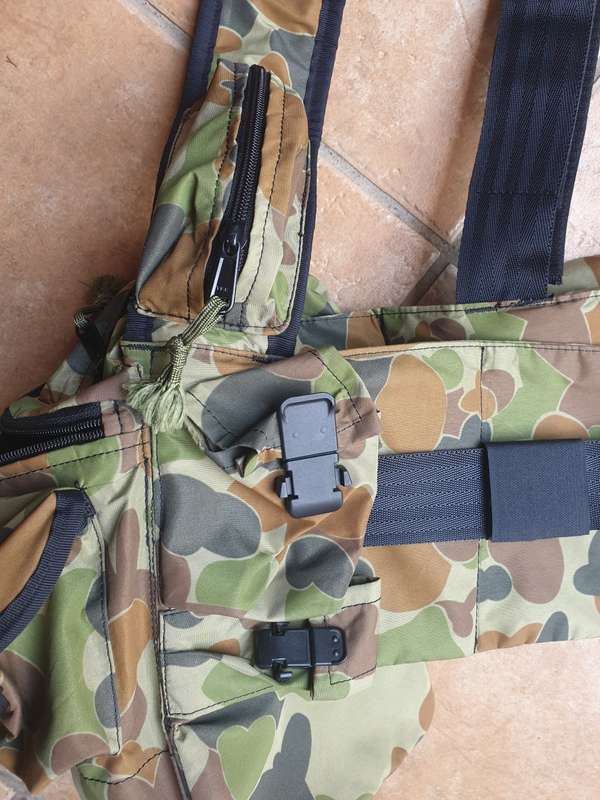 local RSA made REPRODUCTION Niemoller style SA SF model webbing as new - AUSCAM camo nylon