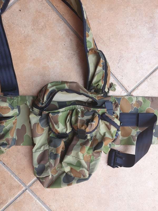 local RSA made REPRODUCTION Niemoller style SA SF model webbing as new - AUSCAM camo nylon