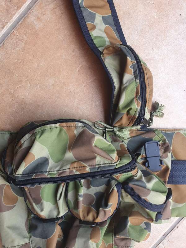 local RSA made REPRODUCTION Niemoller style SA SF model webbing as new - AUSCAM camo nylon