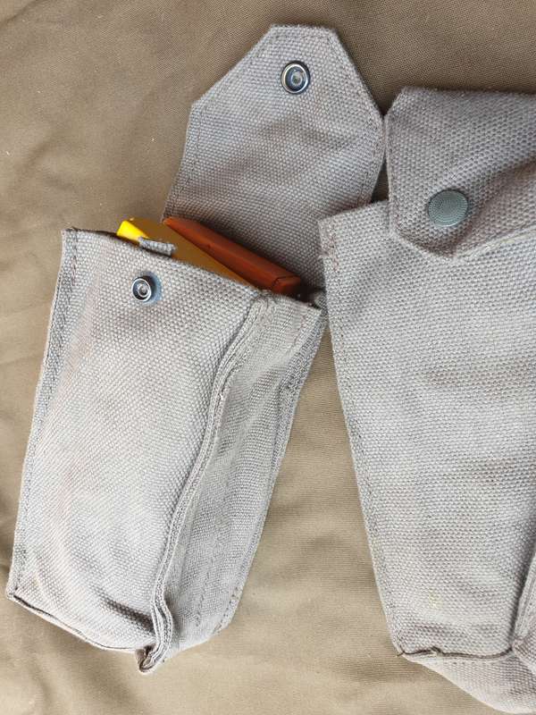 rare local RSA mnfr red brown canvas webbing double mag ammo pouch made for UNITA as mil aid