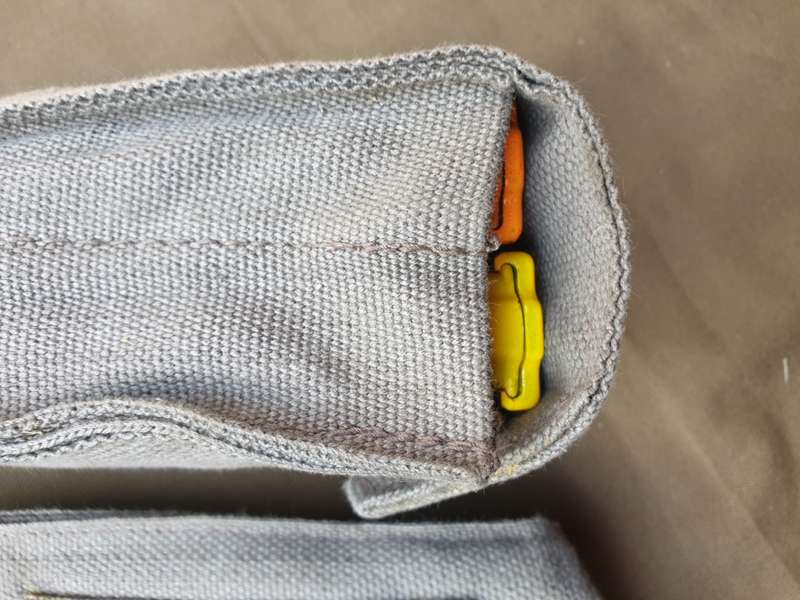rare local RSA mnfr red brown canvas webbing double mag ammo pouch made for UNITA as mil aid