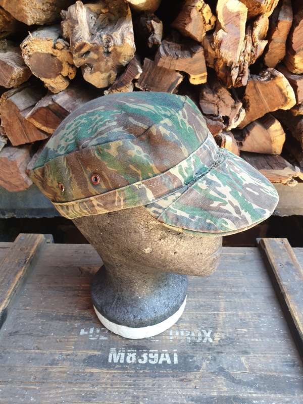 100% original Libyan Rhubarb Camo SWAPO PLAN freedom fighters cap - field repairs - size 57/5cm