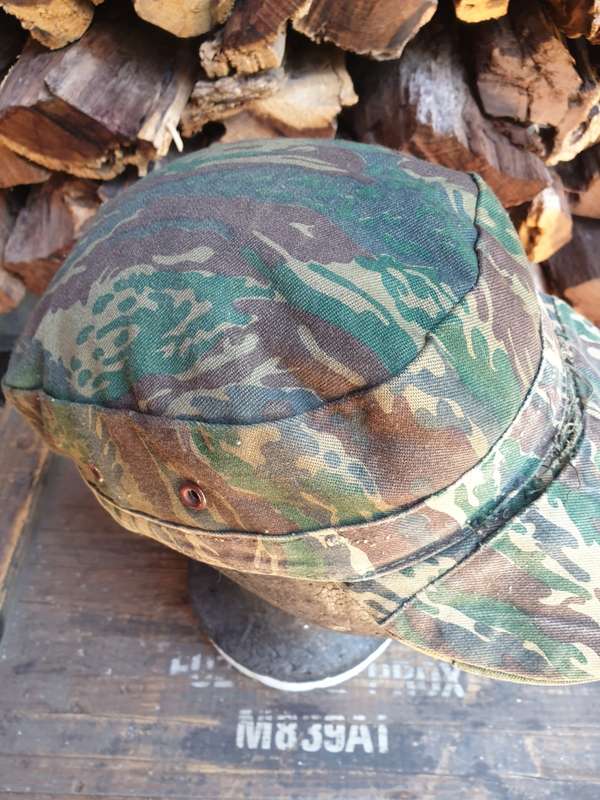 100% original Libyan Rhubarb Camo SWAPO PLAN freedom fighters cap - field repairs - size 57/5cm