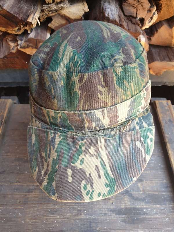 100% original Libyan Rhubarb Camo SWAPO PLAN freedom fighters cap - field repairs - size 57/5cm