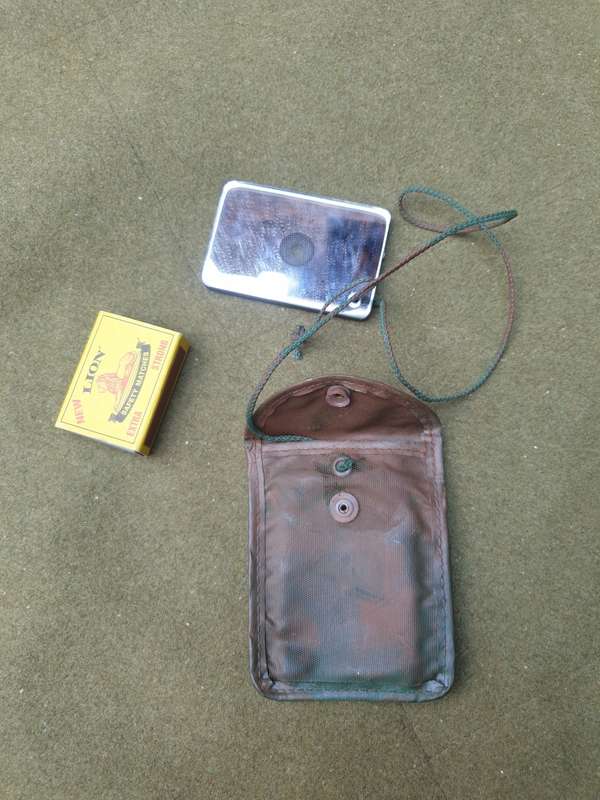 original SADF era 80s used SA SF Recce survival mirror (actual mirror glass) custom camo`ed & pouch
