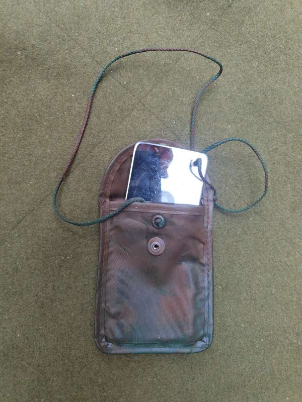 original SADF era 80s used SA SF Recce survival mirror (actual mirror glass) custom camo`ed & pouch