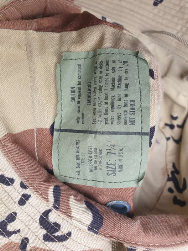 USGI 1st Gulf War era issue desert camo choc-chip boonie hat size 7 & 1/4 (58cm fit) used condition
