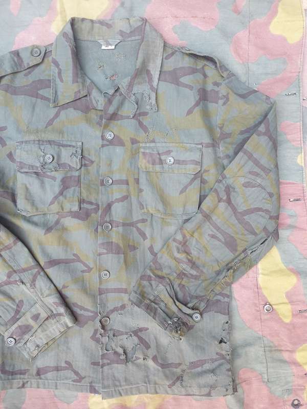 damaged ground cache dug (?) original Bulgaria supplied SWAPO PLAN used amoeba camo l/s shirt