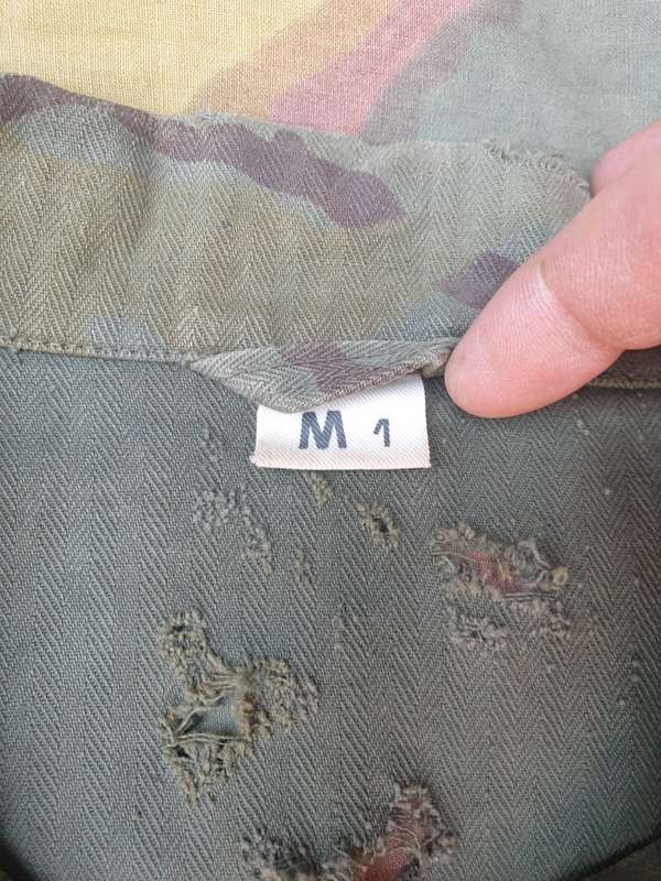 damaged ground cache dug (?) original Bulgaria supplied SWAPO PLAN used amoeba camo l/s shirt