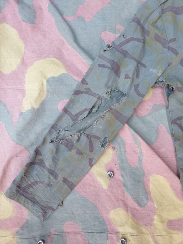 damaged ground cache dug (?) original Bulgaria supplied SWAPO PLAN used amoeba camo l/s shirt