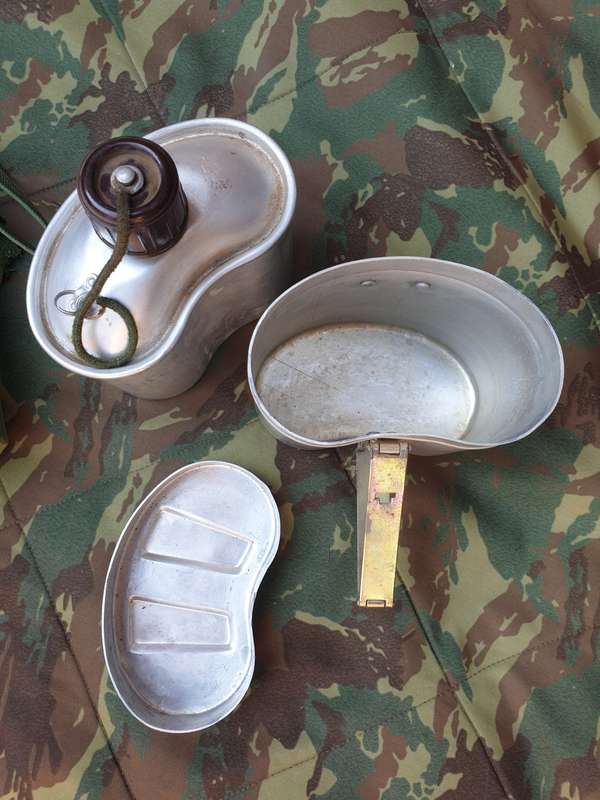Complete original PLA Chinese CHICOM type 78 canteen & mess kit with cover in good complete used