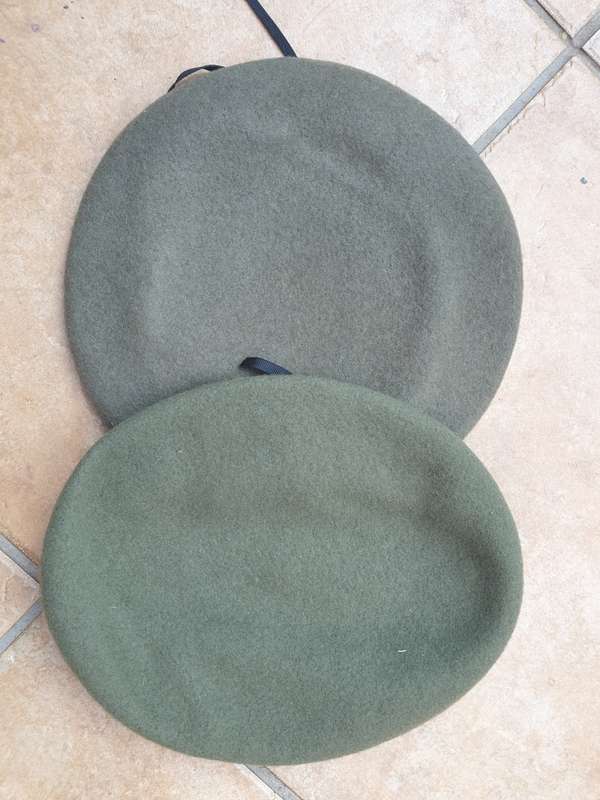 suspected SWAPOL KOEVOET beret size 58/59 light olive with genuine leather trm - not a SWATF beret