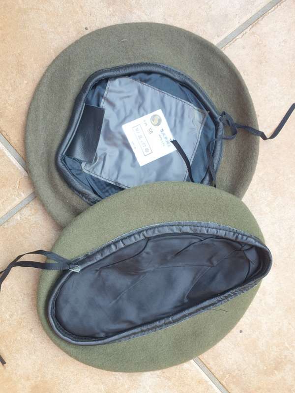 suspected SWAPOL KOEVOET beret size 58/59 light olive with genuine leather trm - not a SWATF beret