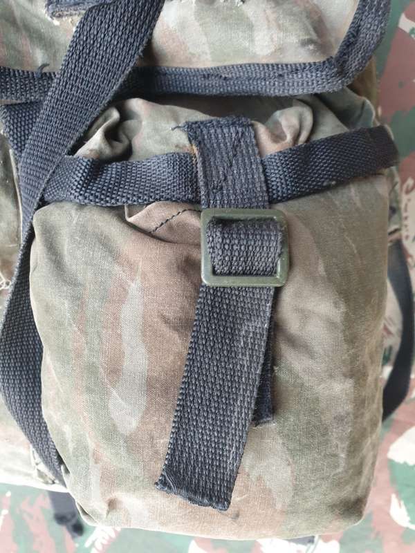 original/period medium size FAPLA grey lizard camo canvas rucksack (custom made?) in good used