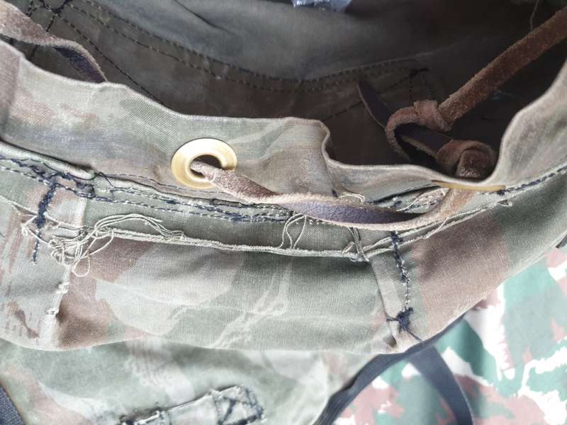 original/period medium size FAPLA grey lizard camo canvas rucksack (custom made?) in good used