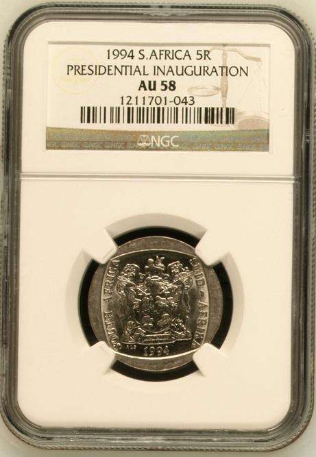 **AU58**RARE RSA 1994 INAUGURATION R5 AU58 NGC GRADED COINS!!!VERY RARE****
