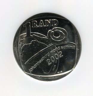 2002 R1 RSA Johannesburg World Summit coin!!! Excellent condition!!!