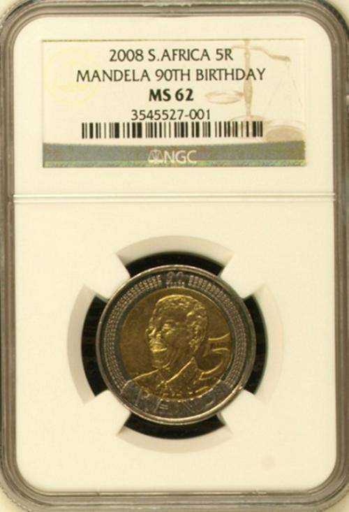 **MS62** RSA 2008 MANDELA B-DAY MS62 NGC GRADED!!!EXTREMELY RARE GRADE***