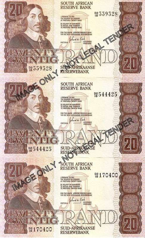 **GPC DE KOCK R20 NOTES!!UNC!!SECOND ISSUE 1981!!VERY RARE!!**3 AVAILABLE AS PER SCAN!!UNCIRCULATED!