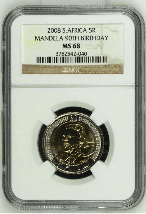 **RARE**MS68**RSA 2008 MANDELA B-DAY MS68**NGC GRADED COIN**ONLY 139 GRADED**