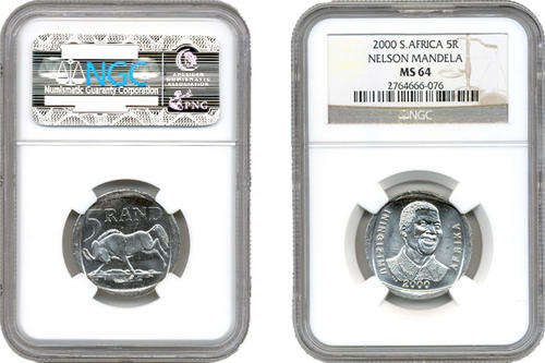 **MS64**RSA 2000 MANDELA SMILEY MS64 NGC GRADED COIN**VERY RARE GRADE** LOW POP-ONLY 559 GRADED!!