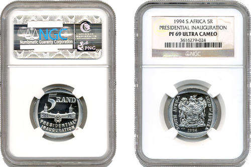 **BEAUTIFUL**PF69 UC**RSA 1994 INAUGURATION NGC GRADED PF69 ULTRA CAMEO COIN!ONLY 11 GRADED HIGHER!!