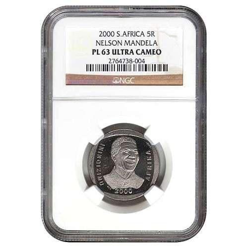 **PL63**NELSON MANDELA 2000 "SMILEY" PL63 ULTRA CAMEO** NGC GRADED COIN**VERY RARE**
