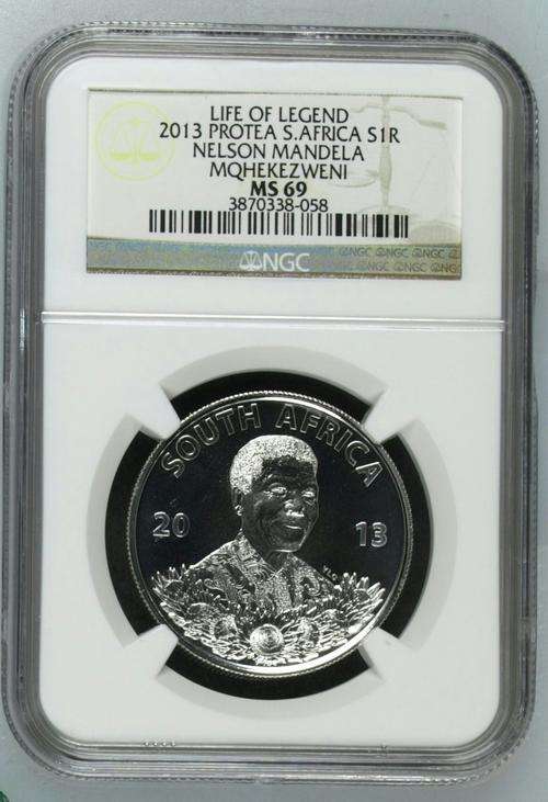 **SECOND FINEST**MS69**2013 PROTEA SERIES**THE LIFE OF A LEGEND: NELSON MANDELA**MS69 NGC GRADED**