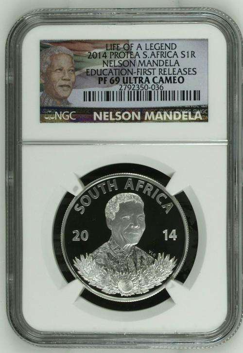 FIRST EVER GRADED**2014 MANDELA PROTEA: PART 2 EDUCATION PROOF 69 NGC GRADED**COLOR & FIRST RELEASE*