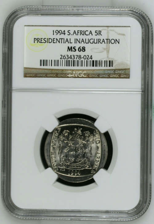 **WOW**FINEST KNOWN**FIRST IN 20 YEARS**MANDELA 1994 INAUGURATION MS68 NGC GRADED**ONLY 15 EXIST**