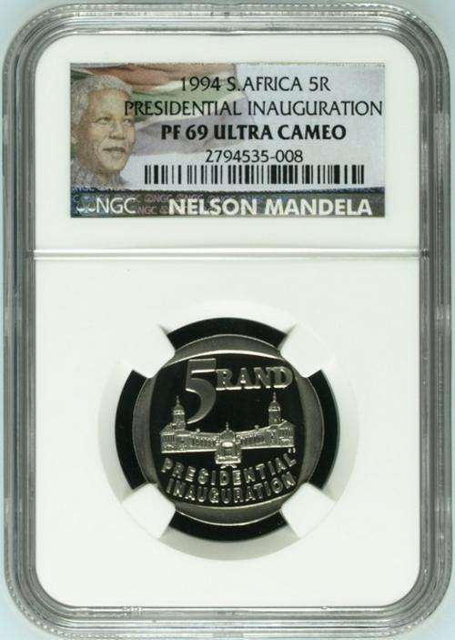 **1994 MANDELA INAUGURATION PF69 UC NGC GRADED**COLOR LABEL**BUILDINGS IN FRONT**ONLY 17 HIGHER**