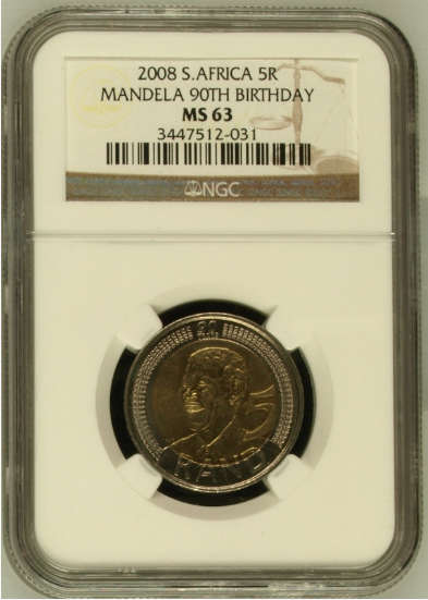 **2008 MANDELA 90th BIRTHDAY MS63 NGC GRADED COIN**2 AVAILABLE ON AUCTION**