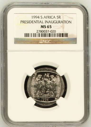 **1994 NELSON MANDELA PRESIDENTIAL INAUGURATION MS65 NGC GRADED COIN**