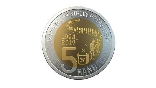 **SA25 CELEBRATING 25 YEARS OF CONSTITUTIONAL DEMOCRACY 1994-2019  R5 COMMEMORATIVE COIN**NEW**