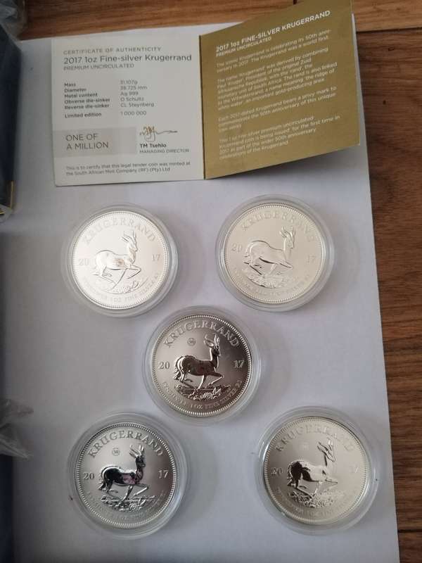 Joblot Silver Coins 2017 Kruggerands and Paul Roos 1oz