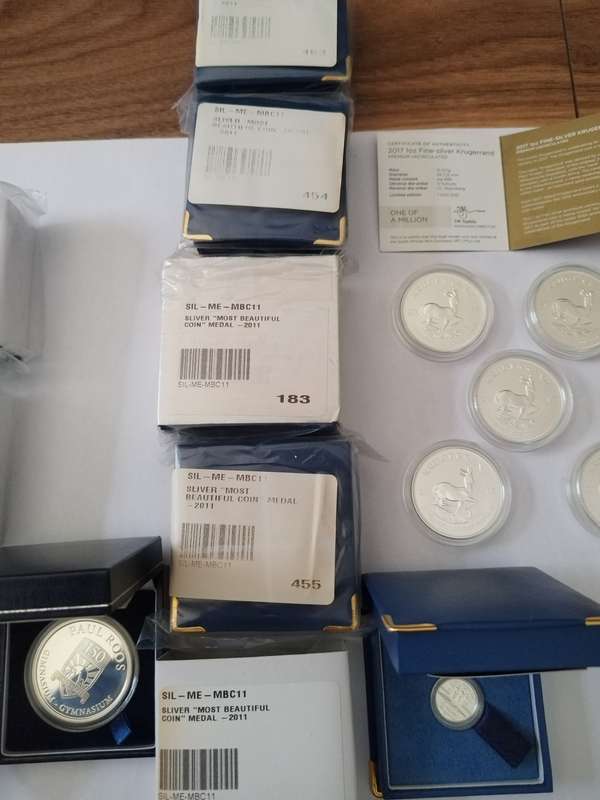 Joblot Silver Coins 2017 Kruggerands and Paul Roos 1oz
